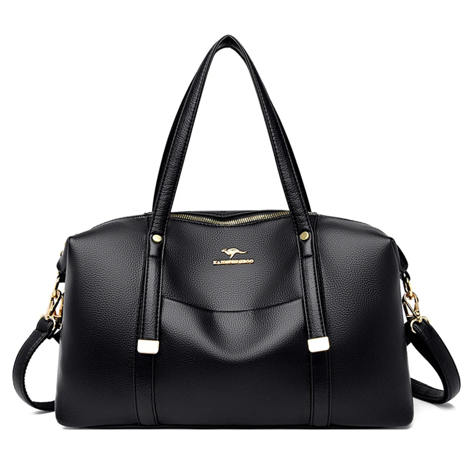 Luxury Soft Leather Patchwork Tote Bag