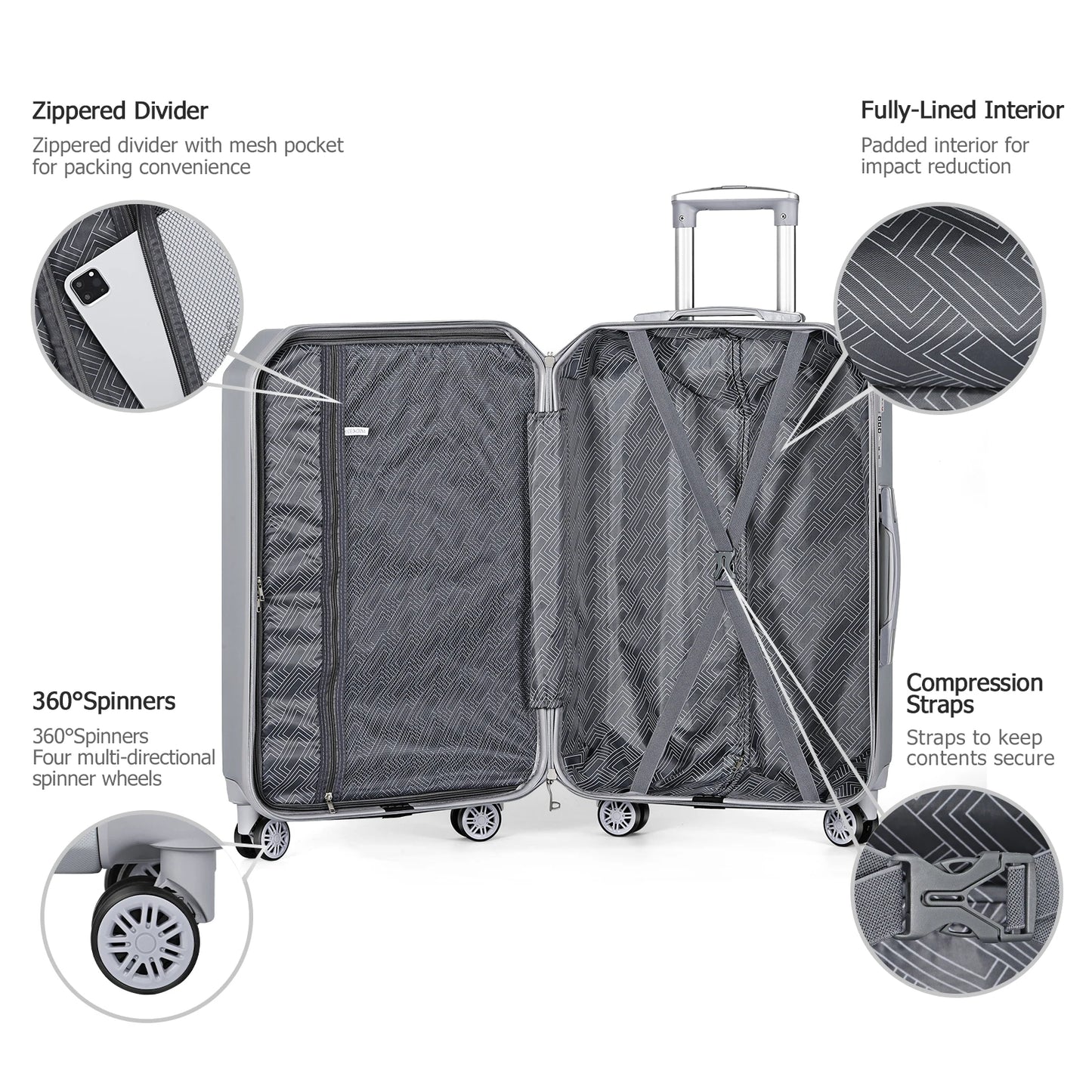 ABS 3-Piece Travel Luggage Set