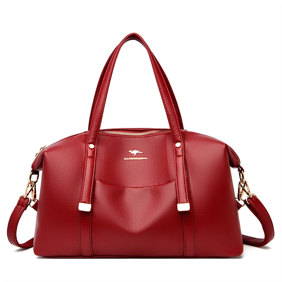 Luxury Soft Leather Patchwork Tote Bag