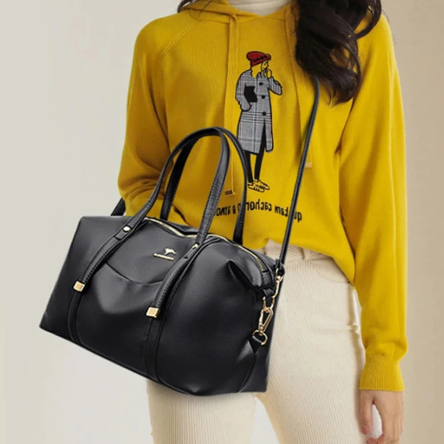 Luxury Soft Leather Patchwork Tote Bag