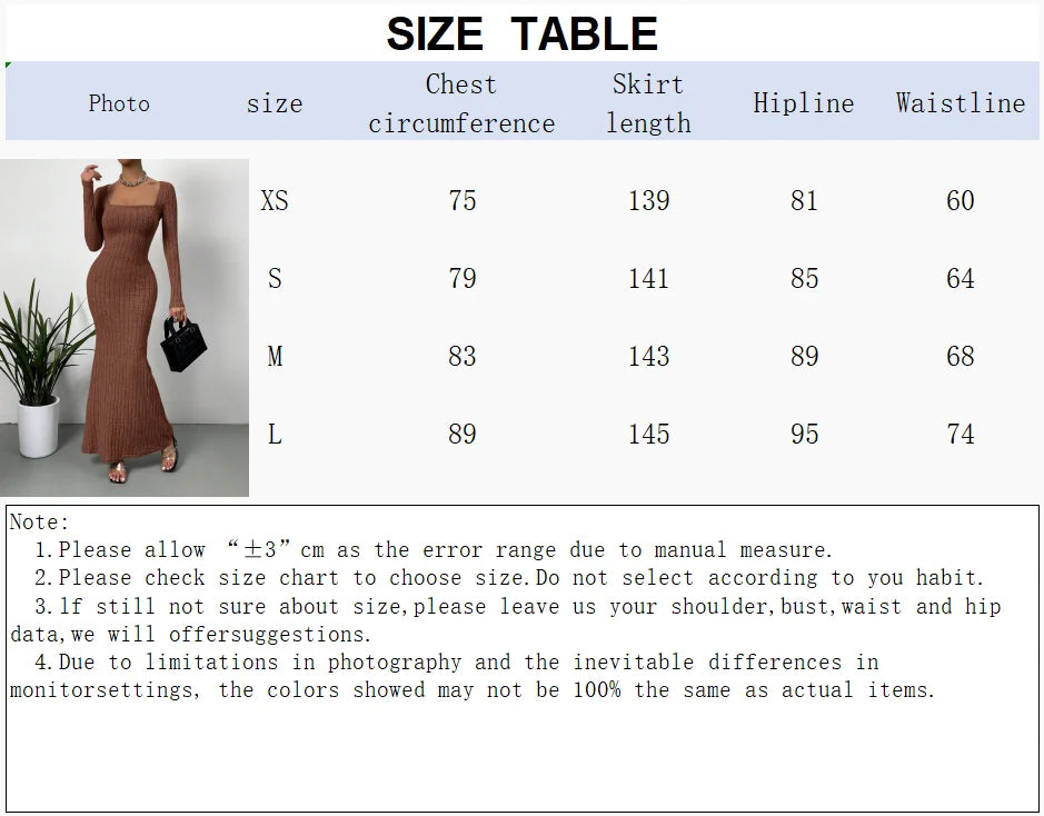 Square Neck Ribbed Mermaid Hem Dress